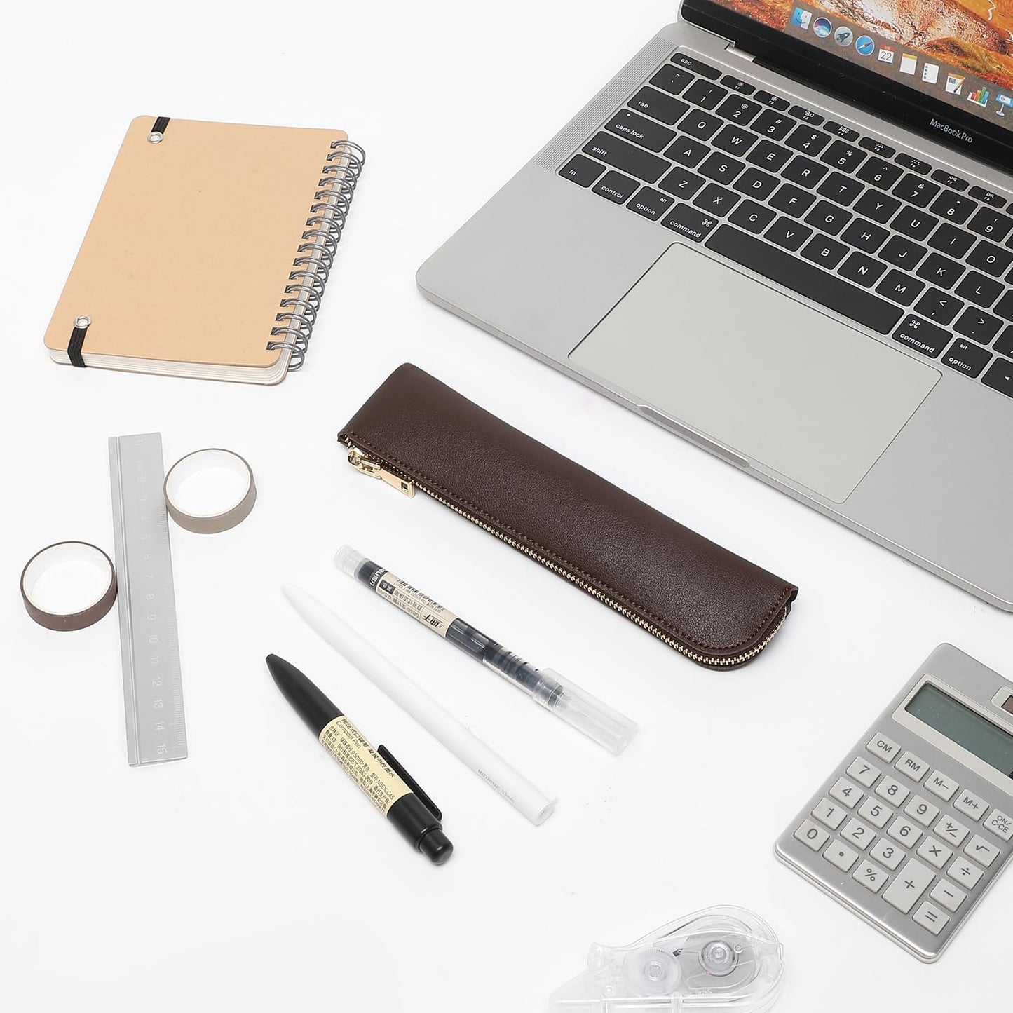 Canvas Pencil Case Small Pencil Pouch Slim Lightweight Pen Case Holder Cute Zipper Bag for School Office