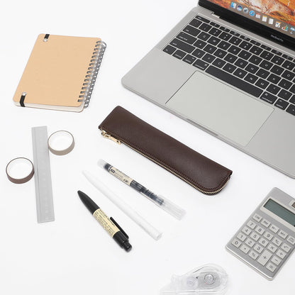 Canvas Pencil Case Small Pencil Pouch Slim Lightweight Pen Case Holder Cute Zipper Bag for School Office