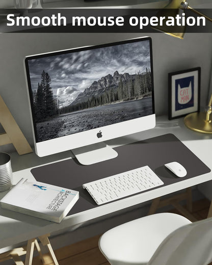 Leather Desk Pad Protector, Office Desk Mat, Large Mouse Pad, Non-Slip PU Leather Desk Blotter, Laptop Desk Pad Desk Accessories for Office and Home (Black, 40" x 17")