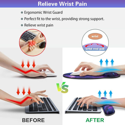 Ergonomic Keyboard Wrist Rest, Mouse Pad with Wrist Rest Anime, Cat Gaming Mousepad with Wrist Support, Memory Foam Wrist Rest Set for Computer Keyboard, Funny Cute Office Desk Accessories