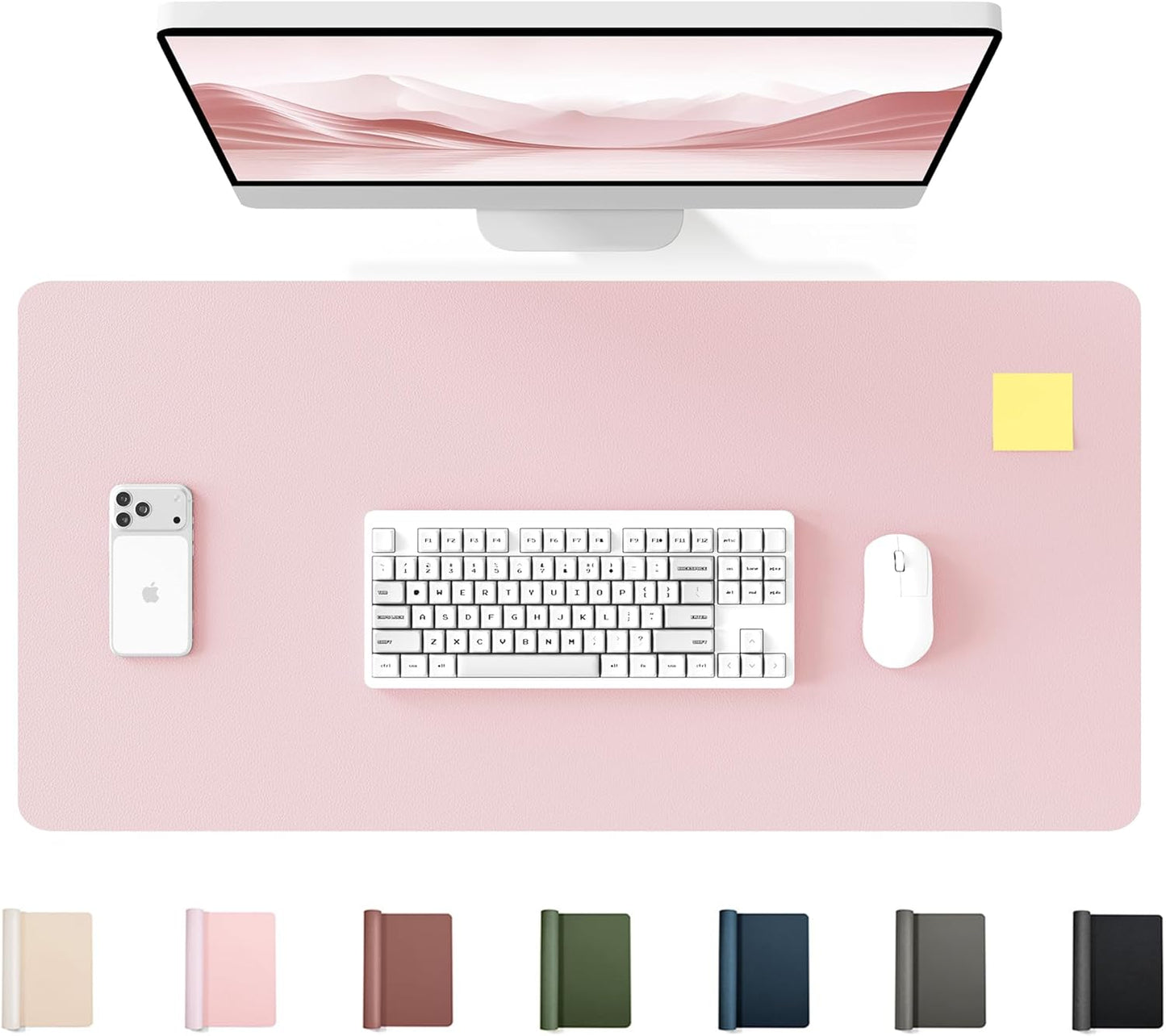 YSAGi 35.4" x 17" Large PU Leather Desk Mat for Keyboard and Mouse - Waterproof Non-Slip Desk Pad Protector for Office, Home, Writing Desk, Black