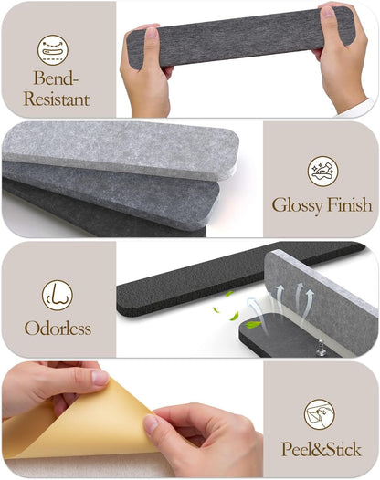 JBER Felt Strip Board 5 Pack 13"x2", Cork Board Alternative Pin Bulletin Board, Self-Adhesive Vision Board with 25 Push Pins for Walls, Office & Home Decor(Light Camel)