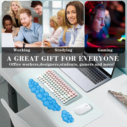 Gel Cloud Keyboard and Mouse Wrist Rest, Cute Wrist Support and Arm Support Keyboard Rest for Keyboard and Mouse Typing Pain Relief，Suitable for Office/Computer/Laptop/Gaming（White）