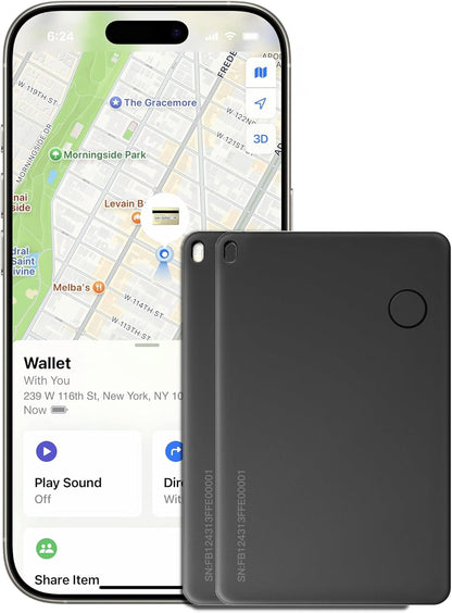 Wallet Tracker Card, Rechargable, Works with Apple Find My, iPhone (iOS Only), Bluetooth Item Locator for Luggage, Bags, Passport, IP68 Waterproof (1 Pack)