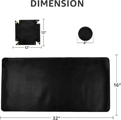 LEATHER VILLAGE Real Leather Desk Pad (3mm) Thick Double Layer Desk Mat Cover Blotter Large Full Grain Protector for Keyboard, Mouse & Laptop – Office Table Mat & Desktop Accessories–(32''x16'')-Tan
