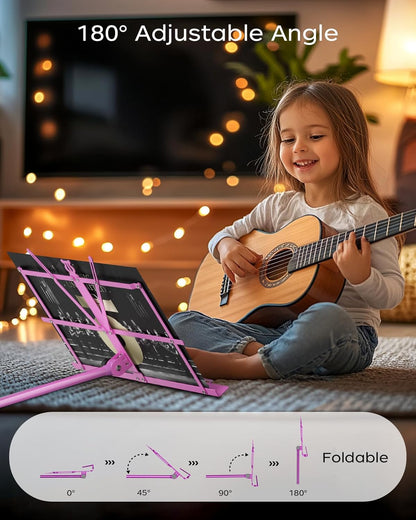 K KASONIC Music Stand, 2 in 1 Dual-Use Folding Sheet Music Stand & Desktop Book Stand, Portable Lightweight with Music Sheet Clip Holder Carrying Bag