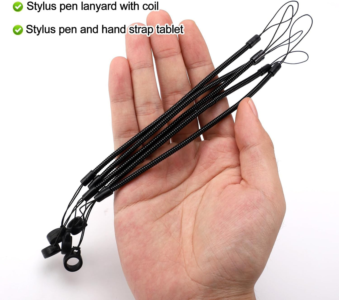10pcs Pen Lanyards, Elastic Lanyard Tether with Silicone Rings Retractable Stylus Tether Clipboard Pen Strap Tablet Holder Anti-Lose Leash for Tethering Stylus to Touchscreen