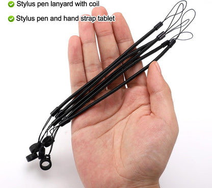 10pcs Pen Lanyards, Elastic Lanyard Tether with Silicone Rings Retractable Stylus Tether Clipboard Pen Strap Tablet Holder Anti-Lose Leash for Tethering Stylus to Touchscreen