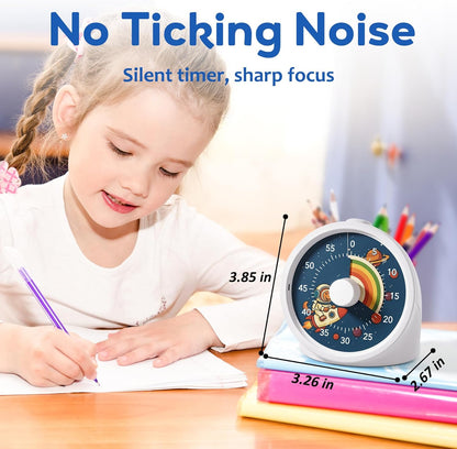Visual Timer for Kids with Pause Button, 60-Minute Countdown Timer with Silent Operation, Desk Pomodoro Timer Kid Time Management Tools for Classroom, Office and Kitchen, Pink
