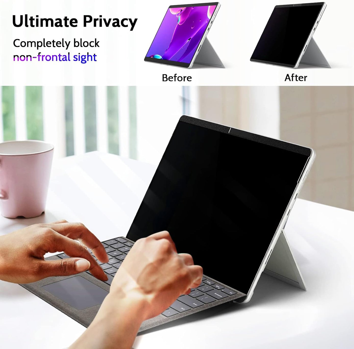 Peslv Magnetic Privacy Screen for Surface Laptop 6/5/4/3/2/1 13.5 Inch, Removable Anti Blue Light Glare Filter, Black Security Private Apy Block Protector