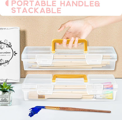 Vowcarol 2 Pack Paint Brush Case - Portable Long Brush Storage Box, Holder