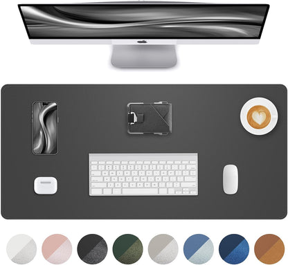 AFIING Desk Pad Protector 23.6" x 13.7" - Non-Slip Waterproof PU Leather Desk Mat for Mouse, Keyboard, Laptop, Office and Home Workspace (Beige)