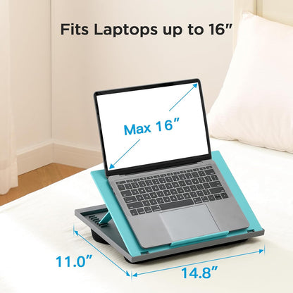 HUANUO Laptop Desk, Portable Laptop Stand Fits Up to 15.6 Inch Laptops, Adjustable with 8 Angles Lap Desks for Adults - Dual Cushion Desk for Sofa, Bed, Car or Work Table