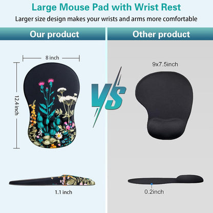 Mouse Wrist Rest, Canjoy 2 Pack Memory Foam Soft Fabric Mouse Wrist Rest Pad Support Cushion with Anti-Skid Rubber Base,Ergonomic Pain Relief Mouse Hand Rest (Black)