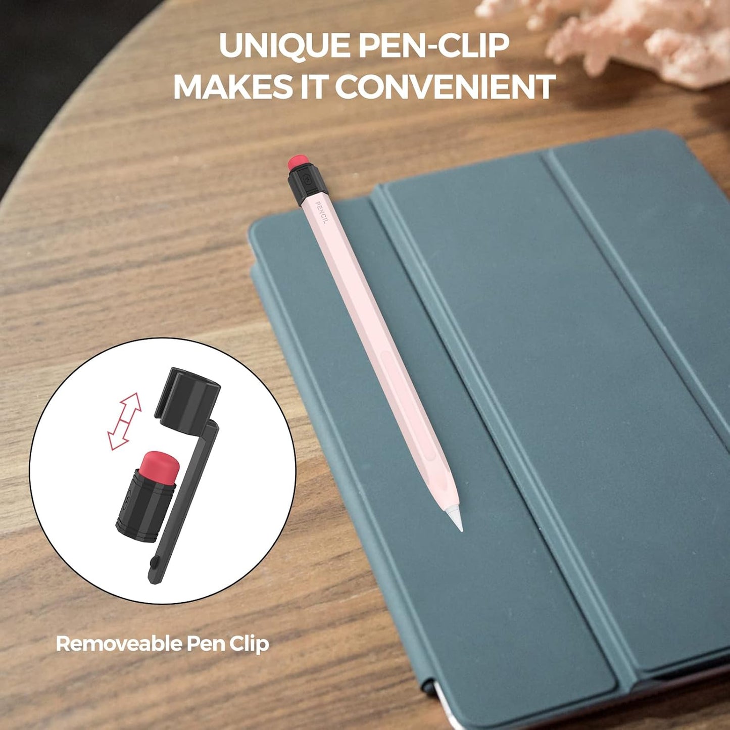TRONWIN iPencil Case Sleeve Silicone Protective Cover Perfect Grip Skin Classic Design with Sturdy Clip Compatible with Apple Pencil 2nd Generation (Classic)