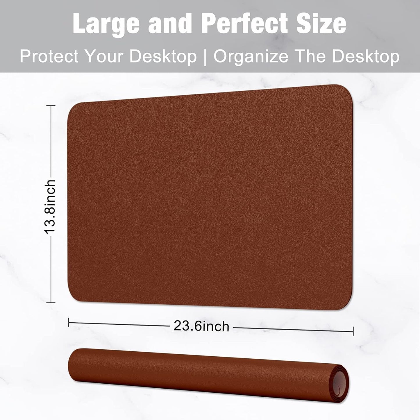 Hsurbtra Desk Pad, 23.6" x 13.8" PU Leather Desk Mat, M Extended Mouse Pad, Waterproof Desktop Blotter Protector, Non-Slip Ultra Thin Small Laptop Keyboard Writing Mat for Office Home, Pink