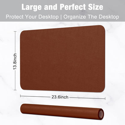Hsurbtra Desk Pad, 23.6" x 13.8" PU Leather Desk Mat, M Extended Mouse Pad, Waterproof Desktop Blotter Protector, Non-Slip Ultra Thin Small Laptop Keyboard Writing Mat for Office Home, Pink