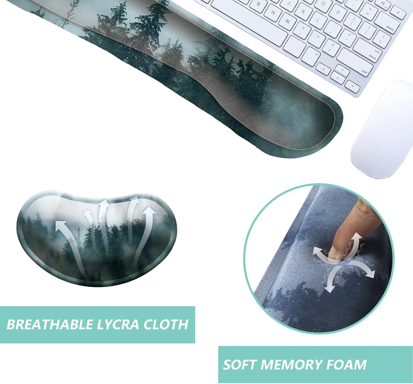 Keyboard Wrist Rest Mouse Wrist Support Set, Memory Foam Wrist Rest Pad for Computer Laptop Keyboard Mouse, Ergonomic Wrist Cushion Support for Typing Pain Relief, Gaming Home Office, Flowers Grass