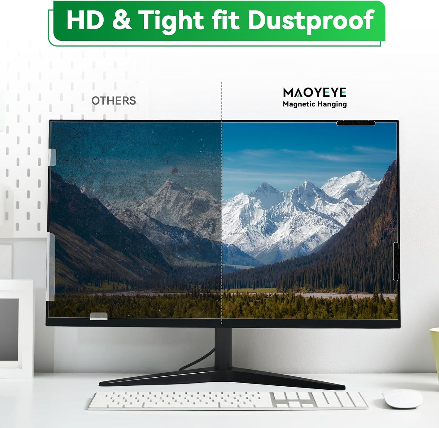 [2 Pack] Magnetic Hanging 24 Inch Computer Anti Blue Light Screen Protector for 16:9 Aspect Ratio Widescreen Monitor, Eye Protection Anti-Glare Light LED PC Screen Protector, Removable 24 in Protective Film