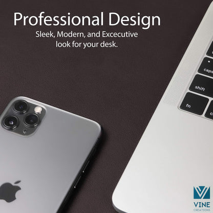 Leather Desk Pad 36" x 20", Vine Creations Office Desk Mat Waterproof Black - Premium Quality - Smooth Mouse Writing Surface - Maximum Protection Dual-Sided Pu Leather Blotter for Desk Office/Home