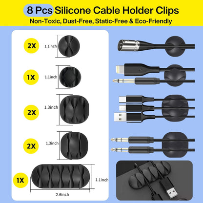 [313Pcs] Cable Management Kit, 67 Adhesive Cable Clips, Topavatop Desk Cord Organizer, 22 Reusable Cable Strap, 4 Cable Sleeve Split, 200 Nylon Cable Zip Ties with 20 Mounts for TV Office Home, White
