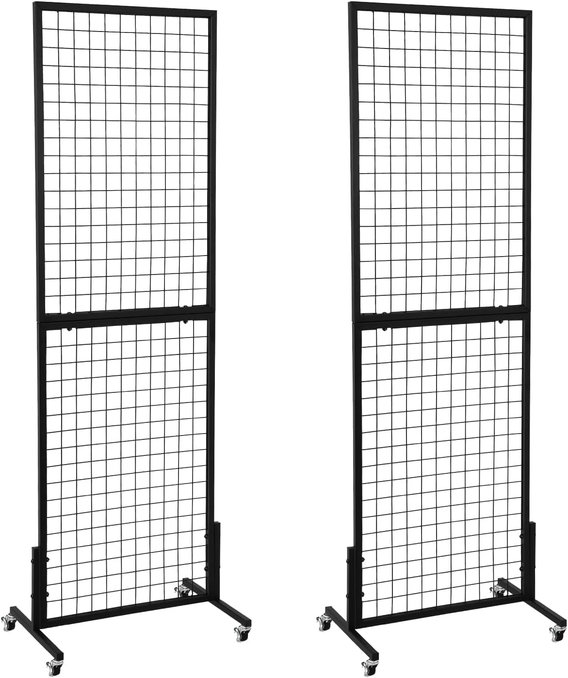 3 Packs 1.8' x 5.7' Grid Wall Panels Standing Wire Grid, Display Rack with T-Base Wheels Freestanding Gridwall Panel Tower for Shows, Black