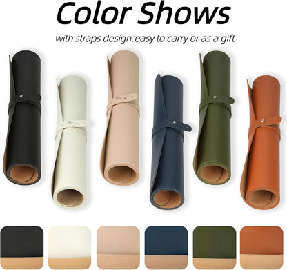 Desk Pad Mat Dual-Sided Natural Cork and PU Leather Non-Slip Water-Resistant Desk Matt for Desktop
