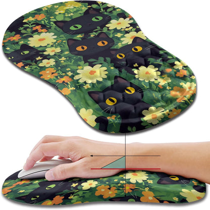 Hokafenle Ergonomic Mouse Pad Wrist Support, Wrist Rest Mousepad for Carpal Tunnel Pain Relief with Integrated Memory Foam Slope Massage Bulge (11.8x7.9 inch,Topographic Contour)
