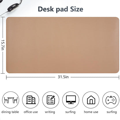 Dual-Sided Desk Pad, Large Mouse Pad - Natural Cork & PU Leather Non-Slip Waterproof Desk Mats for Office and Home (Blue, 31.5" x 15.7")