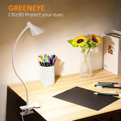 Clip on Light LED Reading Light for Books in Bed, Eye Care Dimmable Reading Lamp 3 Color & 10 Brightness Levels Flexible Clip on Lamp Reading Light for Bed Headboard Bedside Dorm Desk Table - Black