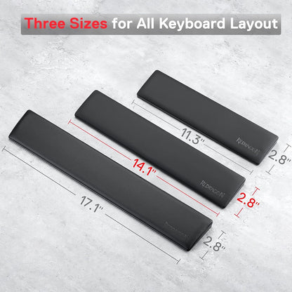 Redragon P037 Meteor L Computer Keyboard Wrist Rest Pad, Ergonomic Soft Memory Foam Wrist Support w/Anti-Slip Rubber Base, 100% 104 Keys Standard Size 17.12 x 2.87 in, 0.78 inch (20mm) Height, Black