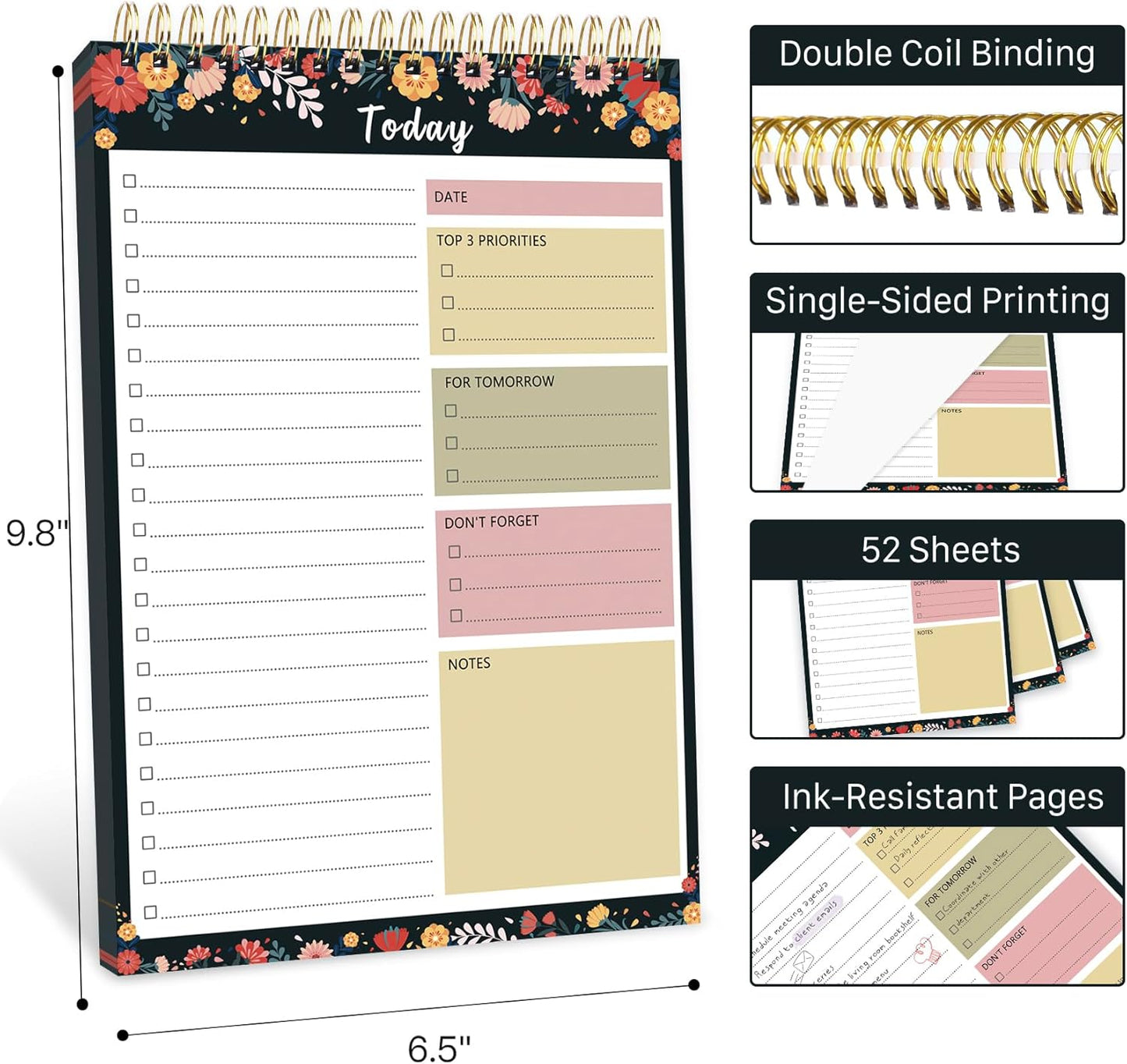 To Do List Notepad - To Do List Notebook for Work with 52 Sheets, Undated Daily Planner Perfect for Enhanced Productivity and Goal Achievement - Green