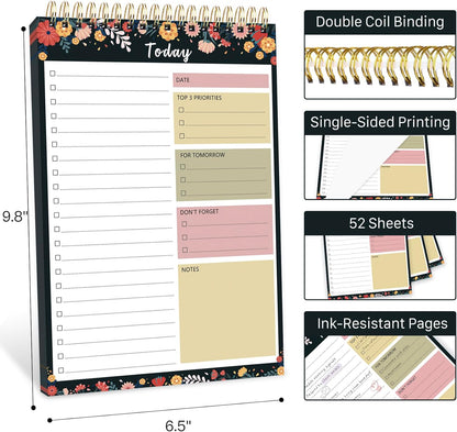 To Do List Notepad - To Do List Notebook for Work with 52 Sheets, Undated Daily Planner Perfect for Enhanced Productivity and Goal Achievement - Green