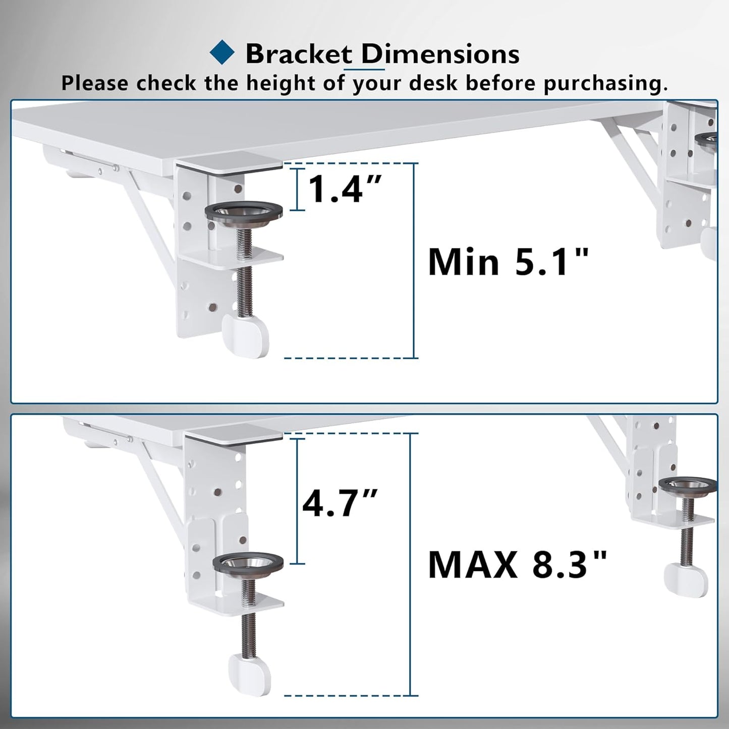 BONTEC Desk Extender Tray, 11.8"x5.9" Table Mount Arm Wrist Rest Shelf, 90°Foldable Elbow Support, Clamp on Computer Arm Rest for Desk, Office & Home Use, Durable & Easy to Install, Black Carbon Fiber