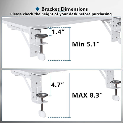BONTEC Desk Extender Tray, 11.8"x5.9" Table Mount Arm Wrist Rest Shelf, 90°Foldable Elbow Support, Clamp on Computer Arm Rest for Desk, Office & Home Use, Durable & Easy to Install, Black Carbon Fiber