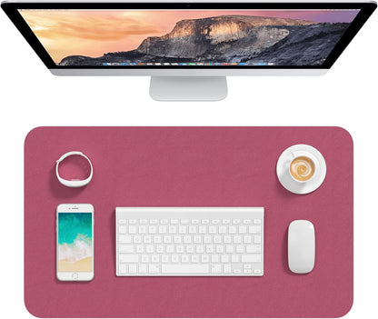 Hsurbtra Desk Pad, 23.6" x 13.8" PU Leather Desk Mat, M Extended Mouse Pad, Waterproof Desktop Blotter Protector, Non-Slip Ultra Thin Small Laptop Keyboard Writing Mat for Office Home, Pink