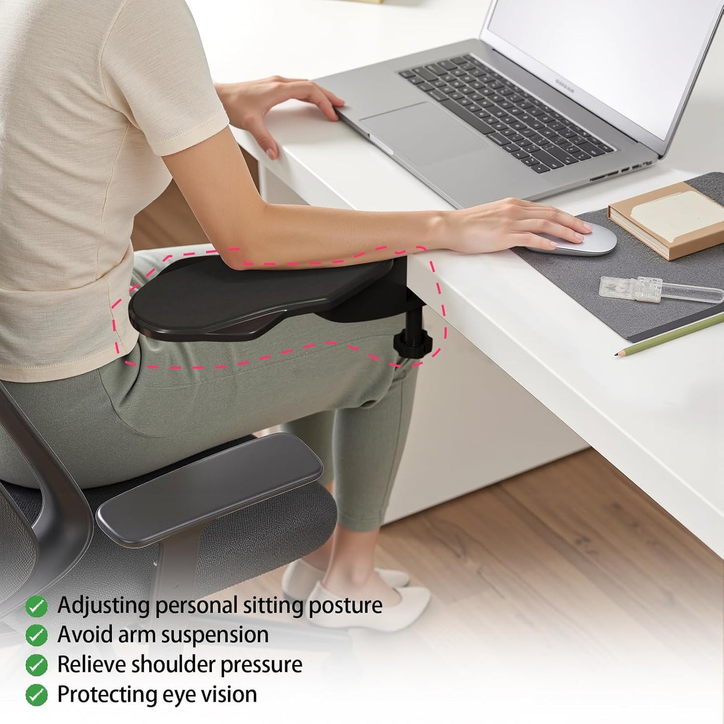 Ergonomic Arm/Elbow Rest for Desk - Foldable Rotatable Elbow Support for Computer Desk, Office & Gaming Comfort (Foldable Rotating Black)
