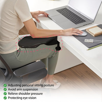 Ergonomic Arm/Elbow Rest for Desk - Foldable Rotatable Elbow Support for Computer Desk, Office & Gaming Comfort (Foldable Rotating Black)
