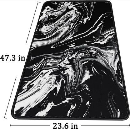 Large Extended Gaming Mouse Pad with Stitched Edges, (31.5X15.7In) Durable Non-Slip Natural Rubber Base, Waterproof Computer Keyboard Pad Mat for Esports Pros/Gamer/Desktop/Office/Home-Black
