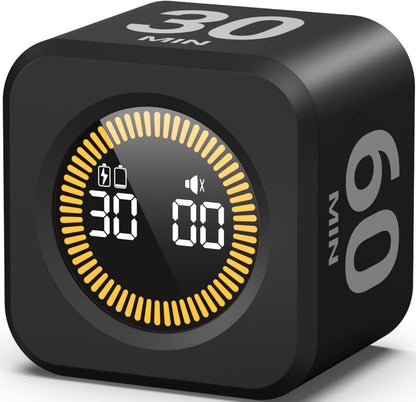 KADAMS Pomodoro Timer – Visual Cube with 5/10/30/60 Min Presets, LED Countdown Ring & Count Up Mode, Silent Flip Productivity Timer for Study, Classroom, Office, Cooking (Green 5-10-30-60 min)