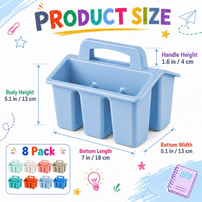 gisgfim 8 Pack Classroom Caddy Storage Basket with Handle 4 Compartment Storage Caddy Plastic Arts Crafts Caddies Protable Classroom Craft Caddies for Kids Schools Art Craft Supplies(Pastel)