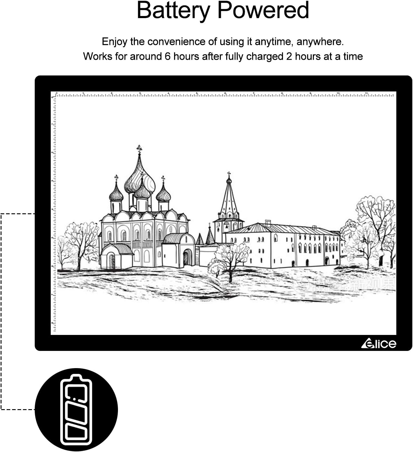 Rechargeable A4 Light Pad with Innovative Stand and Top Clip, Elice Wireless Bright Light Tracing Board Portable LED Artcraft Tracer Box for Artists, Drawing, Cricut Weeding Vinyl, Diamond Painting