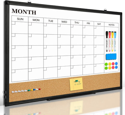 Weekly Calendar Dry Erase Whiteboard for Wall, 24"x18" Magnetic Weekly Planner White Board, Double Sided Hanging Daily Planning Board for Home, Office, School, Kitchen