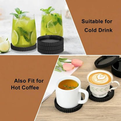 Modern Clear Coasters Set of 5- Glass Cute Coasters for Drinks Crystal Coaster Round Chic Cup Mat Cute Coffee Table Coaster for Kitchen, Bar, Dining Room, Living Room, Patio(Amber)