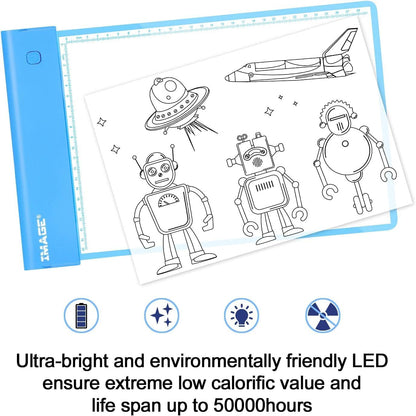 IMAGE Light Up Tracing Pad Pink Drawing Tablet Coloring Board for Kids Children to for Girls Boy (Includes 10 Traceable Sheets and Two Clips)