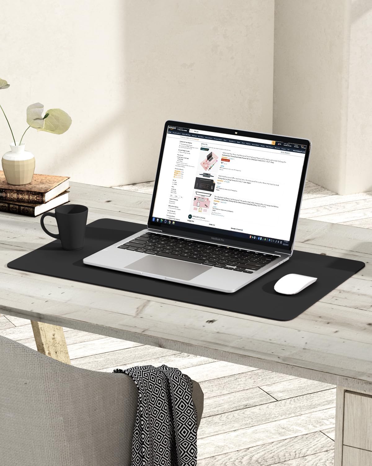 YSAGi Non-Slip Leather Desk Pad, Waterproof Laptop Computer Desk Keyboard Mat, Table Protector Blotter Mat, Large Mouse Pad for Office/Work/Home/Decor(Black, 31.5" x 15.7")