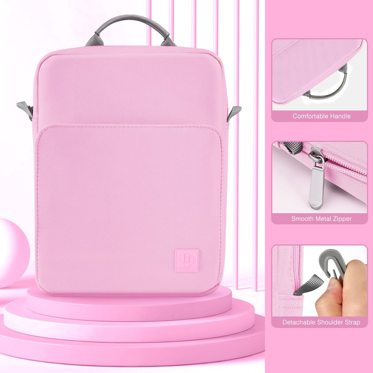 Dadanism 9-11 Inch Tablet Sleeve Bag Carrying Case with Shoulder Strap for iPad (A16) 11", iPad 10th Gen 10.9", iPad Air M4/Pro M5 11", iPad 9/8/7th 10.2", Galaxy Tab A11+ Plus 11", Cloudy Pink