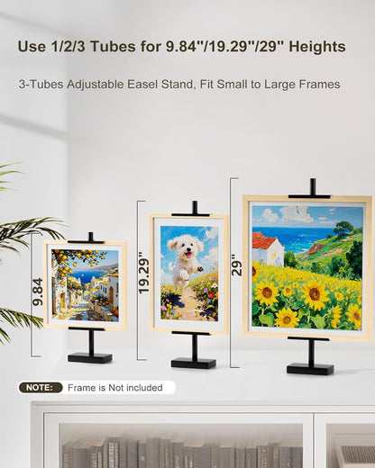 Adjustable Tabletop Easel Stand, Picture Easels for Display Up to 29" H, Metal Picture Frame Holder Stand Table for Art, Photo (Gold)
