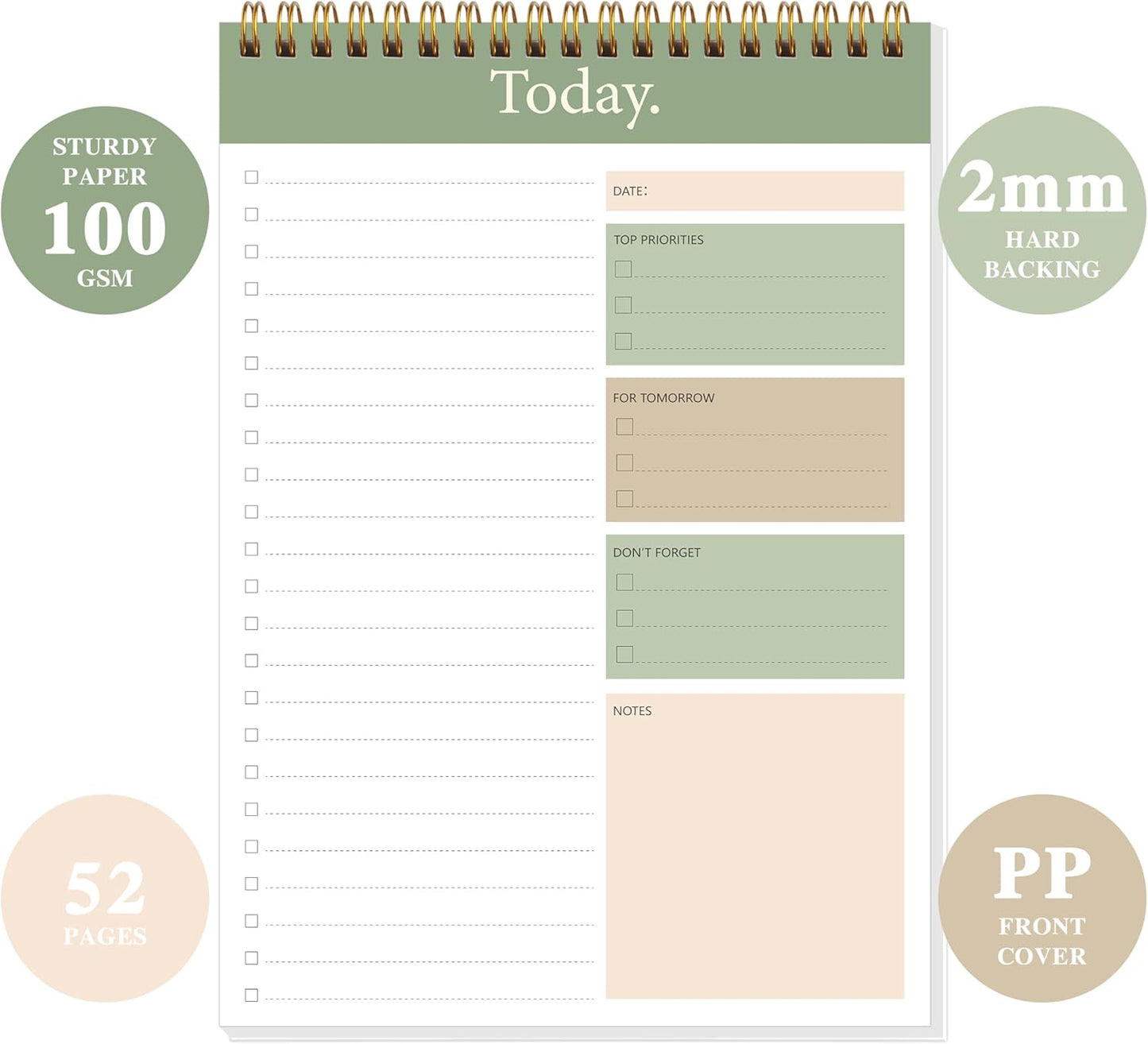 104 Pgs To Do List Notepad - Daily Planner Notepad Undated 52 Duplex-Printed Undated Sheets Tear Off, 6.5" x 9.8" Checklist Productivity Organizer with Hourly Schedule for Tasks