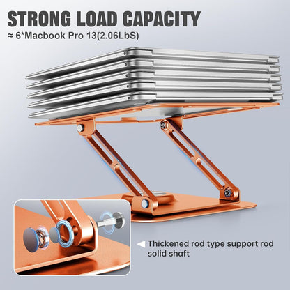 JOYEKY Laptop Stand for Desk, Adjustable Computer Stand with 360° Rotating Base, Ergonomic Laptop Riser for Collaborative Work, Foldable & Portable Laptop Stand, fits for All 10-16" Laptops